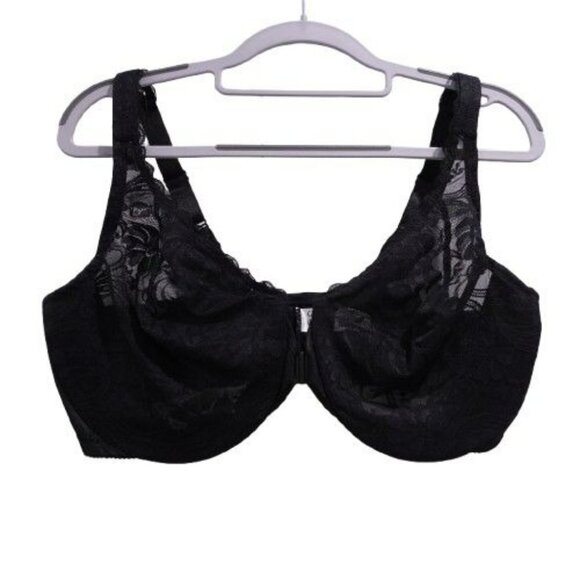 NWOT Glamorise Full Figure Plus Size Wonderwire Front Close Stretch Lace Bra 42D - Picture 1 of 6